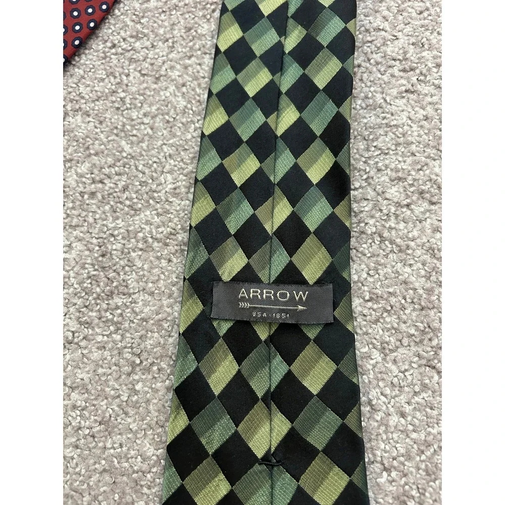 Business Professional Silk Necktie Bundle Mens OS Red Green Geometric Tie Set 3